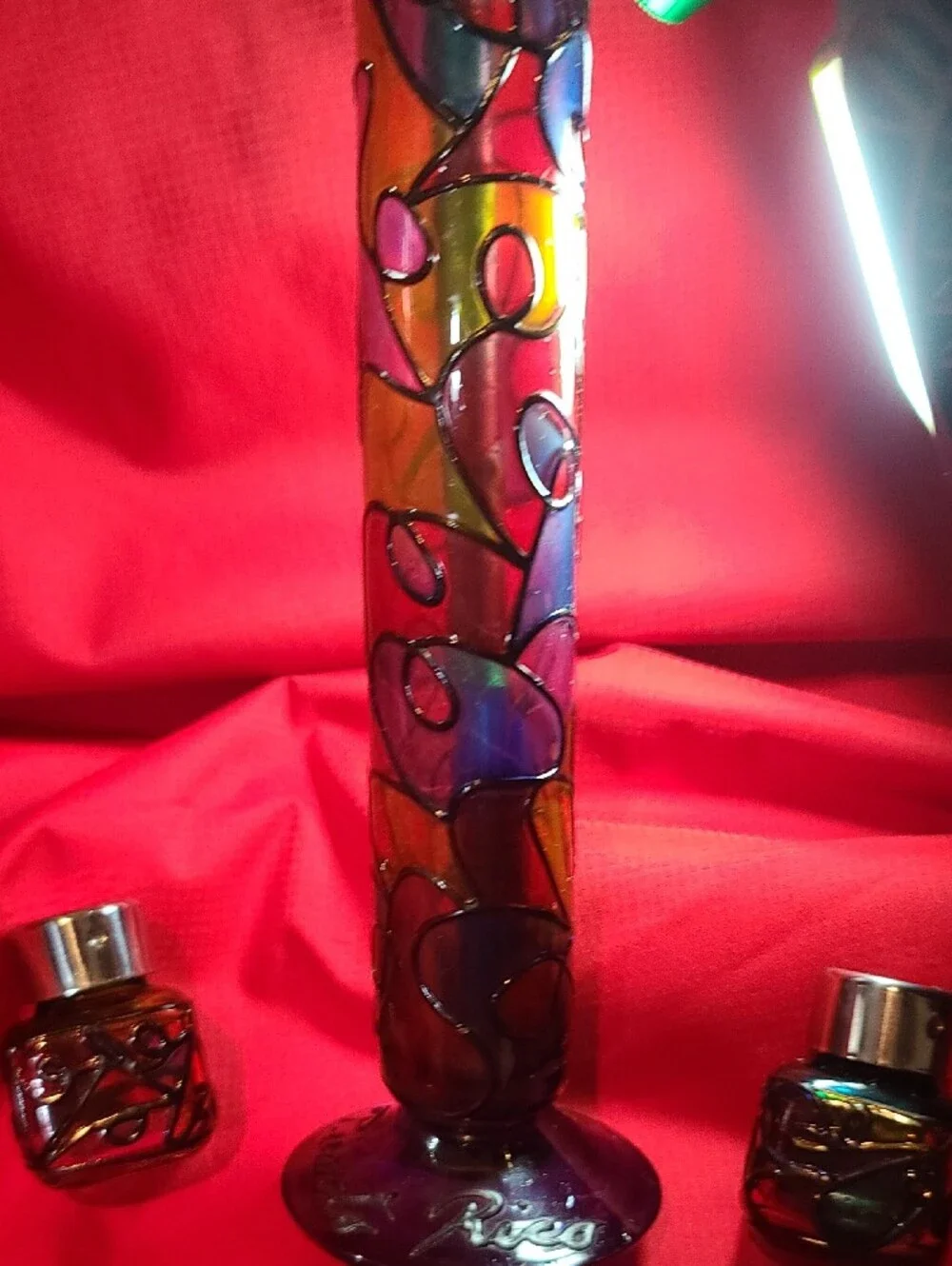 Puerto Rico -Stain Glass Look Decor Vase Salt Pepper Shakers Note Holder, Cross